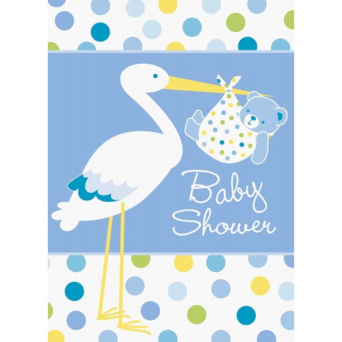 Baby%20Boy%20Stork%20Temalı%20Mavi%20Davetiye%208%20Adet