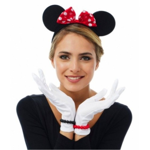 Kırmızı%20Fiyonklu%20Minnie%20Mouse%20Tacı%20ve%20Beyaz%20Eldiven%20Seti