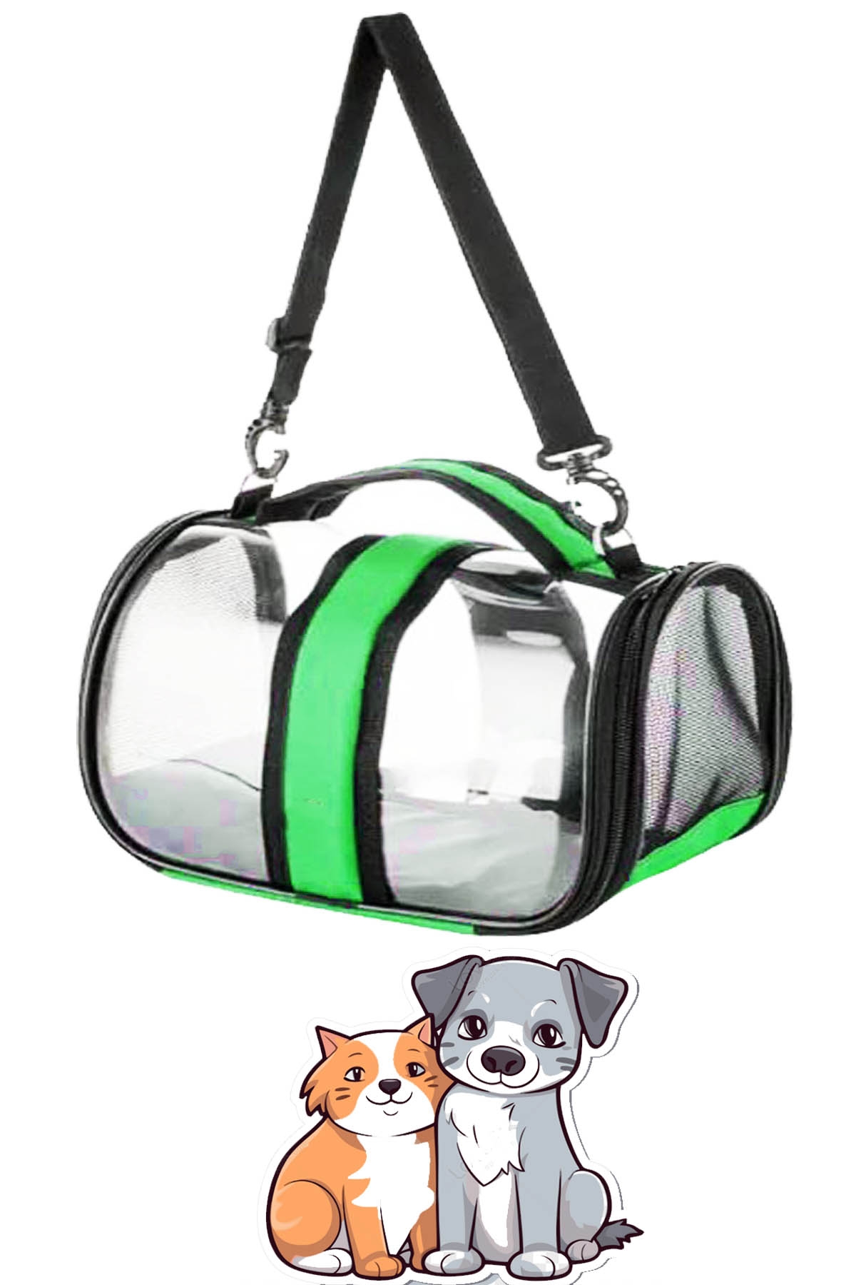 Flybag%20Kedi%20Köpek%20Kuş%20Seyahat%20Taşıma%20Çantası%20Şeffaf%20Omuz%20Askılıklı%20Evcil%20Hayan%20Çantası%20Yeşil