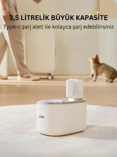 Akıllı%20Sensörlü%20Kedi%20Köpek%20Su%20Pınarı%20Metal%20Beyaz