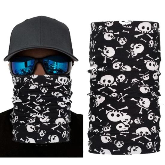 Siyah Beyaz İskelet Baskılı Buff Bandana