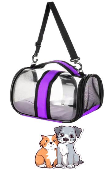 Flybag Kedi Köpek Kuş Seyahat Taşıma Çantası Şeffaf Omuz Askılıklı Evcil Hayan Çantası Mor