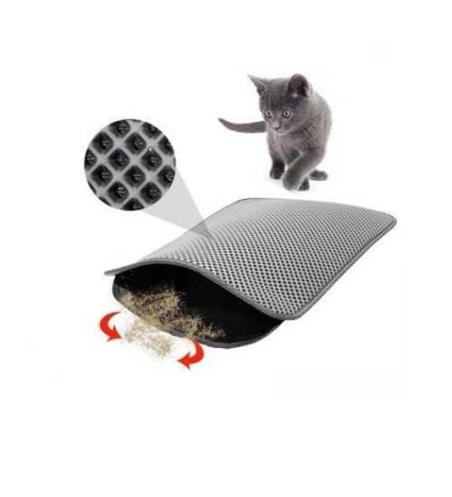 Elekli Kedi Tuvalet Önü Paspası 60x42,5 Cm Kedi Paspası Gri